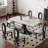White + Black Rectangular Sintered Stone + Iron Dining Table-805811475