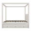 Lit plateforme double à baldaquin avec lit gigogne et trois tiroirs de rangement, beige-1915535271