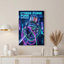 «Cyber Punk Voices Futuristic Neon Cityscape», reproduction d'art sur toile tendue sur toile, ensemble de 1