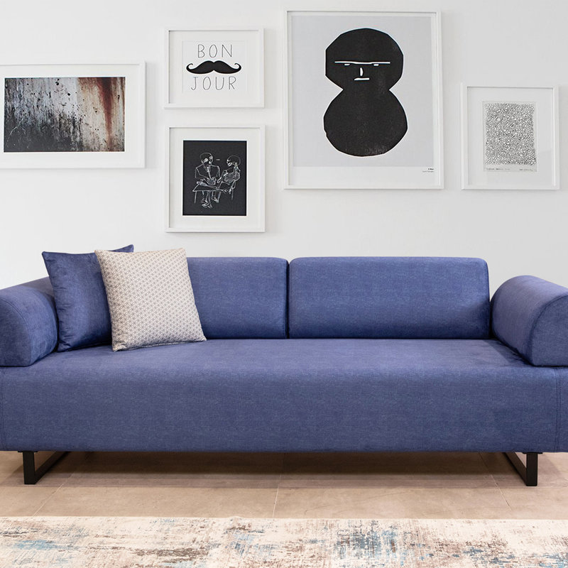 Canapé-lit rembourré 86,6 po Haylo, 100 % polyester bleu