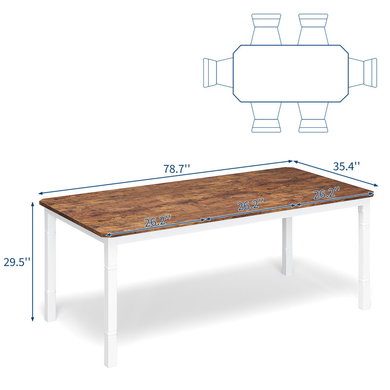 79" Large Rectangular Dining Table for 6-8, Wooden Top with Sturdy Metal Frame, Kitchen and Dining Room Table