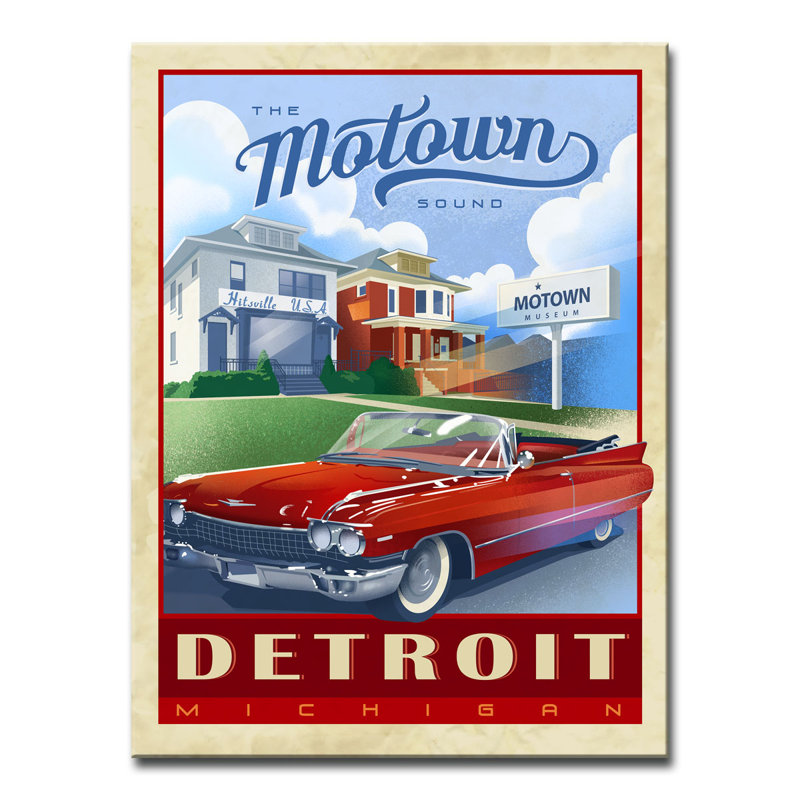 Motown - Detroit - Impression sur toile tendue, H 16 po x l 12 po x P 1,5 po
