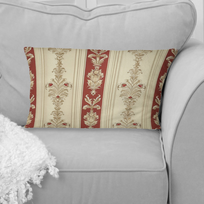 Coussin lombaire beige traditionnel à rayures damassées II