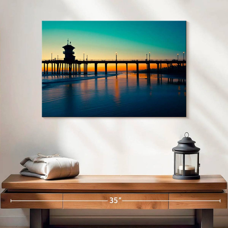 Huntington dock nightfall Aletra, H 16 po x l 24 po