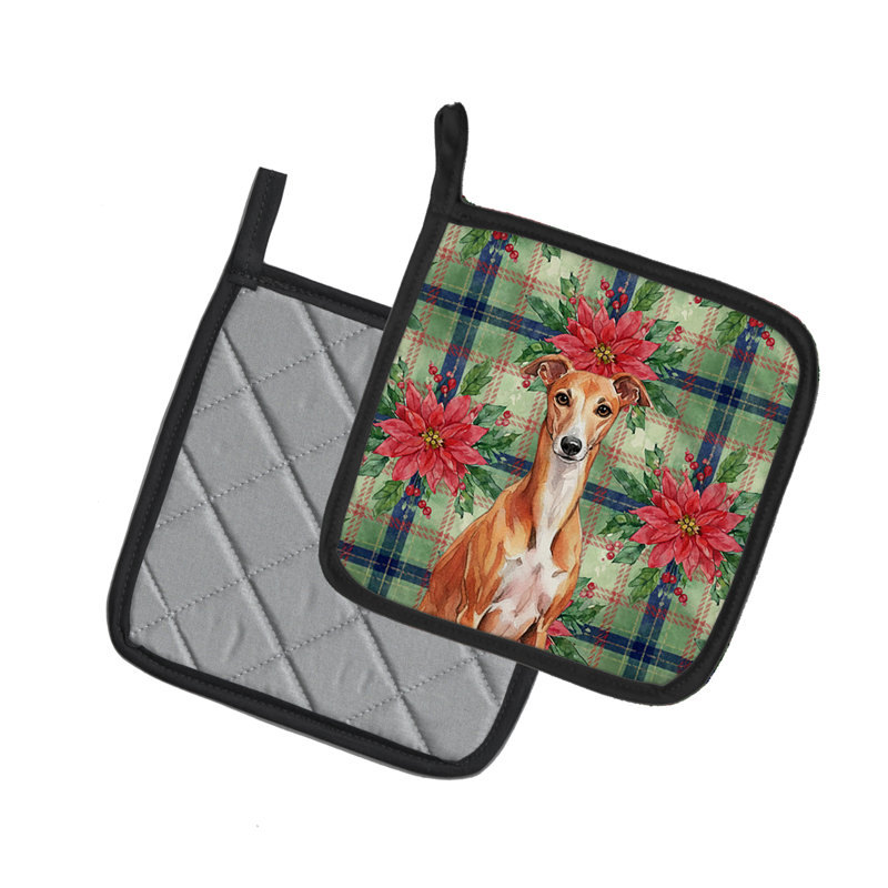 Paire de poignées Red Whippet Christmas Poinsettas