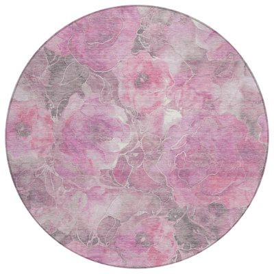 Tapis intérieur / extérieur rose lavable à la machine Xhevrie