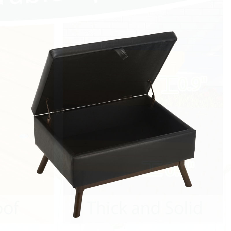 Storage Coffee Table,Ottoman, Black PU