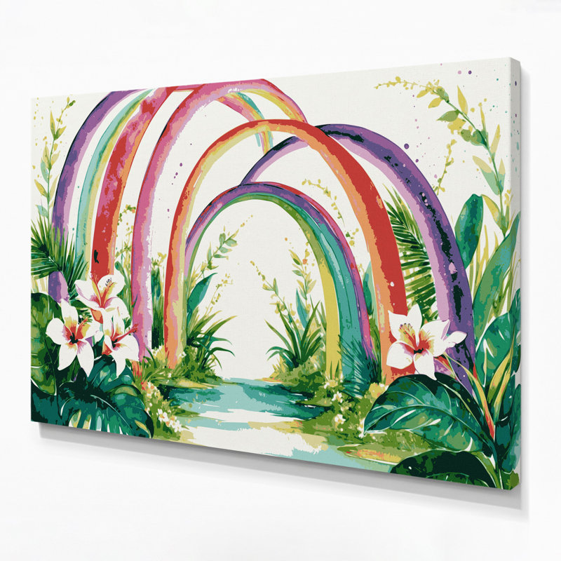 Art mural sur toile hawaïen arc-en-ciel blanc, H 20 po x l 30 po