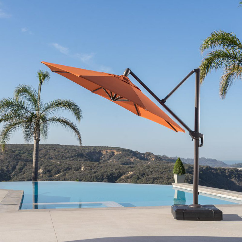Parasol en porte-à-faux 10 pi Cassidey, Tissage uni Sunbrella® palette Cayenne
