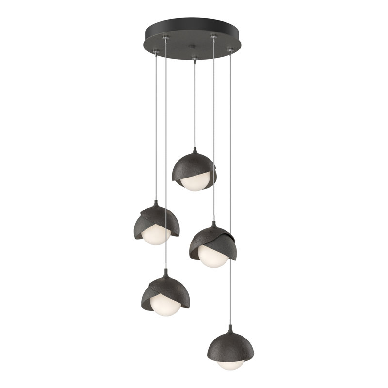 Brooklyn 5 - Light Cluster Geometric Pendant, Standard: 15" to 80", Bronze, Black