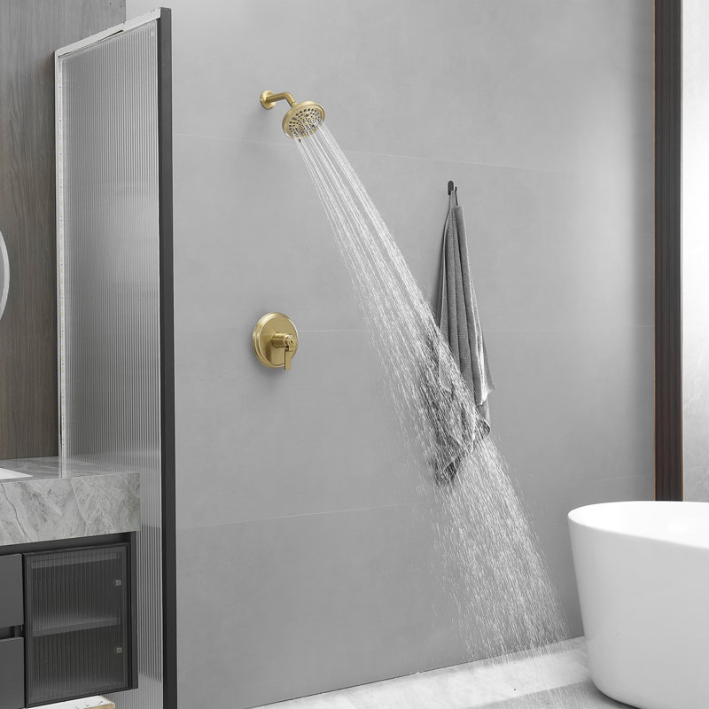 Ensemble de robinet de douche à pluie simple à poignée unique 1 jet 1,8 gallons par minute avec pomme de douche à haute pression