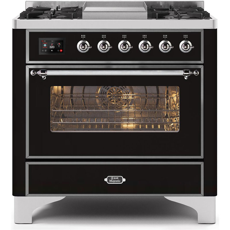 Majestic II Series 36" 3.5 cu ft. Freestanding Dual Fuel Range, Liquid Propane, Gloss Black/Chrome