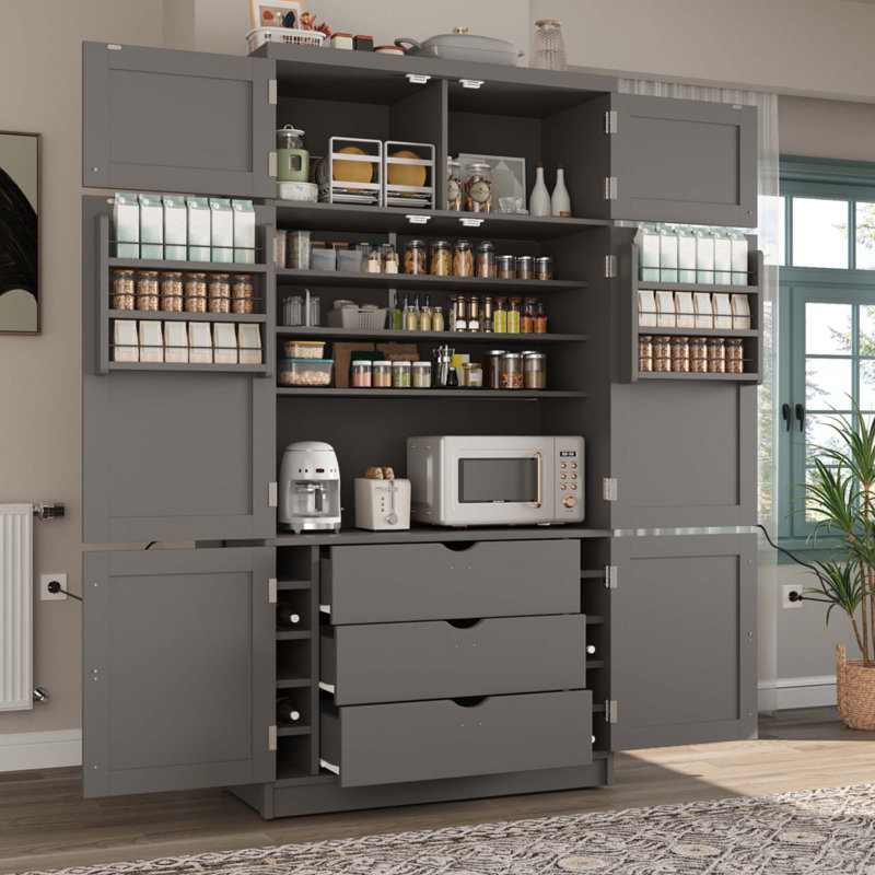 80.1'' Tall Freestanding Kitchen Pantry, Gray