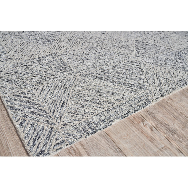 Caprice Geometric Handmade Tufted Area Rug, Rectangle 10' x 14', Gray