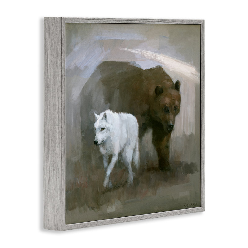 «Wolf & Bear Impression», estampe numérique par Stephen Mitchell, H 12 po x l 12 po, Estampe numérique Farmhouse