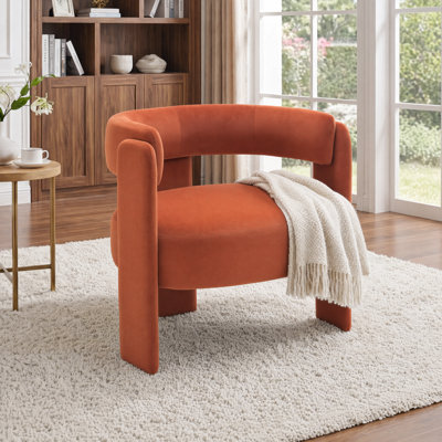 Fauteuil d'appoint pour le salon, fauteuil simple en velours, fauteuil de style Mid-Century, pieds en bois pour la lecture de bureau dans la chambre à coucher