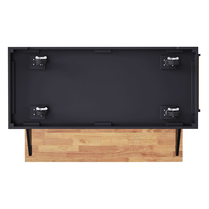 Grand îlot de cuisine de 54 pouces avec abattant en bois d'hévéa, chariot de cuisine à roulettes en relief sur 4 roues avec 4 portes et 3 tiroirs, îlot de cuisine avec rangement pour la cuisine, la salle à manger