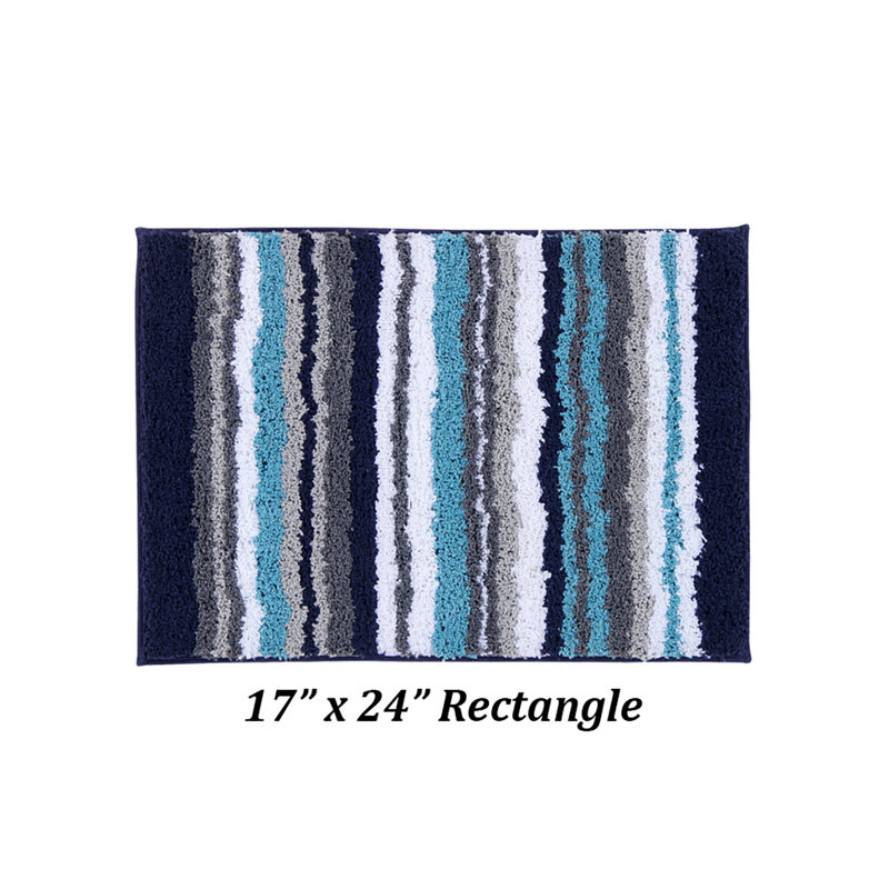 Griffie 100% Polyester Bath Rug Stripe Pattern with TPR Backing Machine Washable Soft & Absorbent Bathroom Rug, Yellow