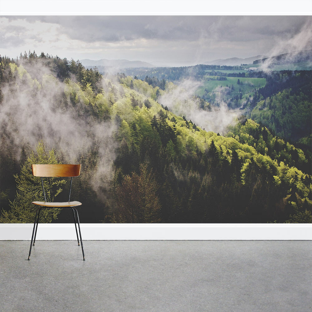 Wallums Wall Decor Foggy Forest 8 X 144 3 Piece Wall Mural Set Wayfair 5044