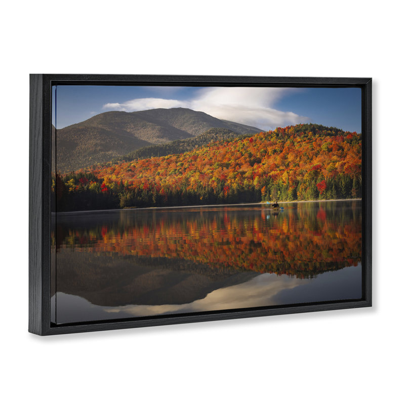Cadre flottant Reflecting Autumn, H 21 po x l 31 po, Cadre flottant noir de jais