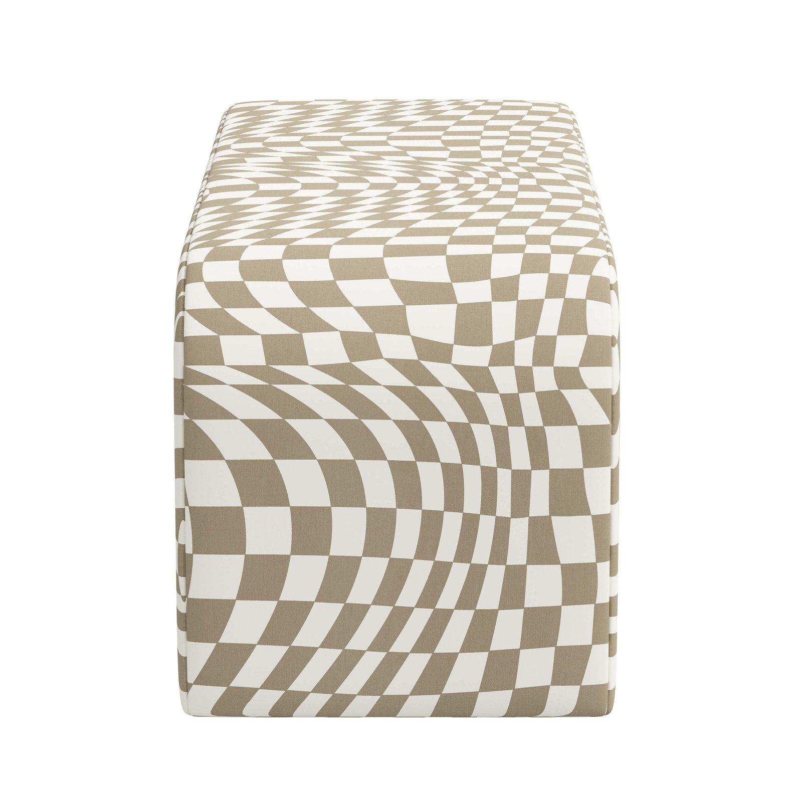 Barley 50" Bedroom Bench, Groovy Tan Checkered