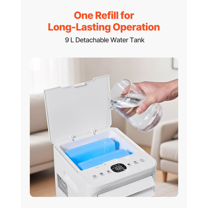 Portable Air Conditioner, 9L 550 CFM Swamp Cooler Air Conditioner With 12H Timer And Remote Control, 3-Speed Evaporative Air Cooler With 2 Ice Boxes, Quiet And Movable, Ideal For Outdoor Indoor Use