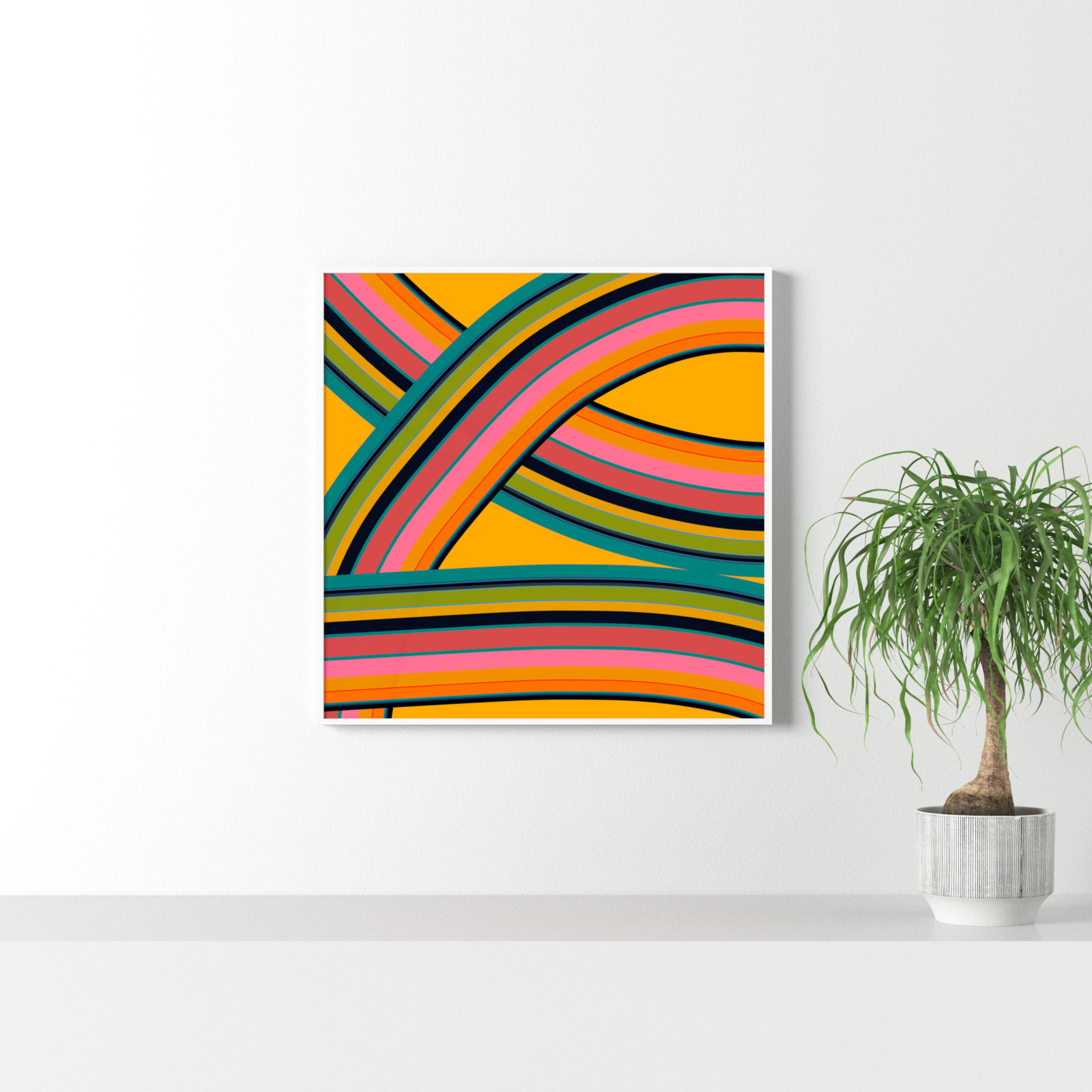 Twist Series I "Fiesta Twist" Print, White, 30" H x 30" W x 1.25" D