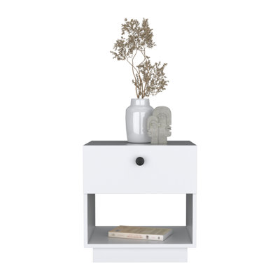 Table de chevet simple H 19 po avec tablette de rangement ouverte, blanc