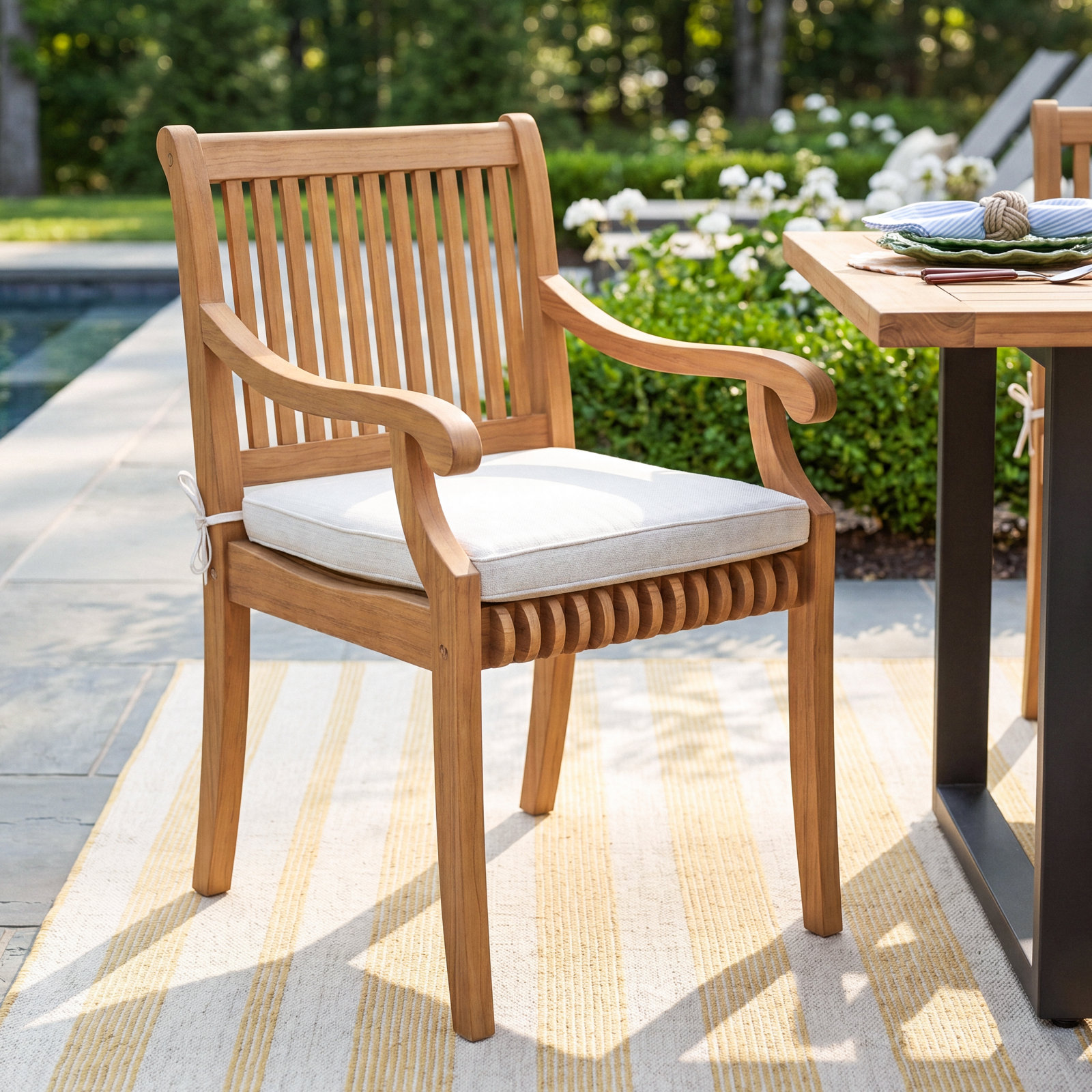 Summerton Patio Dining Armchair with Cushion, Beige