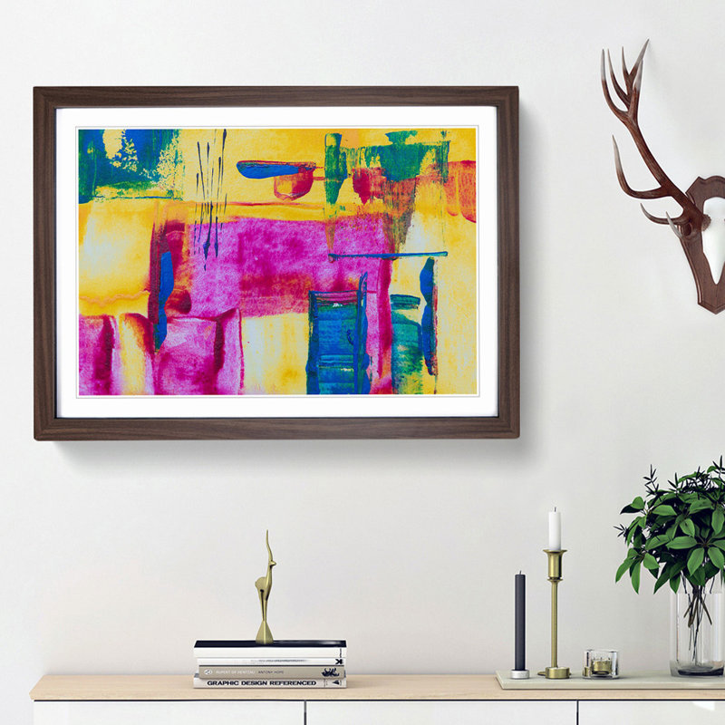 Abstract Art Painting Vol.155 by S.Johnson - Framed Print, 62cm H x 87cm W x 2cm D, Walnut Framed