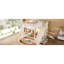 Lit mezzanine double avec tête de lit tapissier et tablettes de rangement, complet avec échelle et glissoire, beige-130188524-130188527