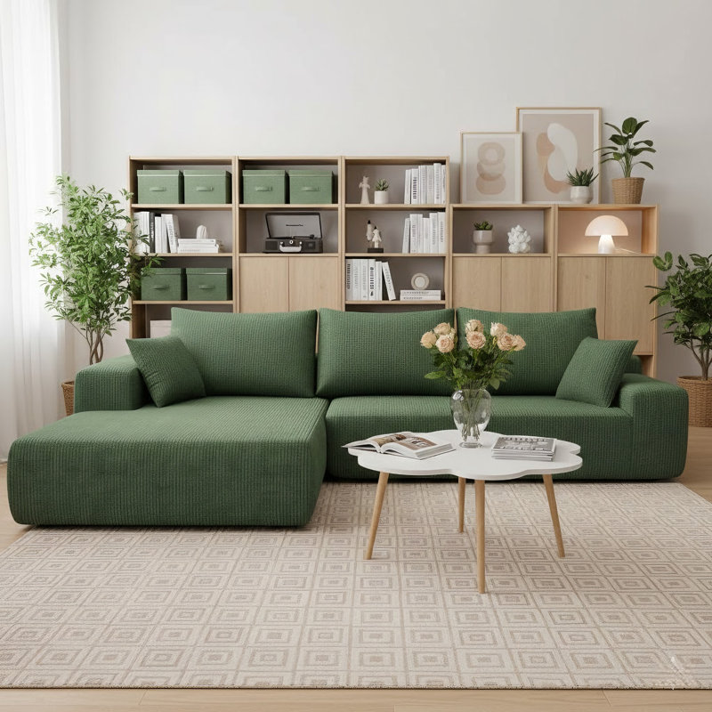 Boneless 2 - Piece No Assembly Required Upholstery Sofa, L-Shape Free Combination Cloud Sectional Couch for Living Room, Home Theater