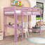 Lit mezzanine simple en bois avec garde-corps et bureau intégré-586744907