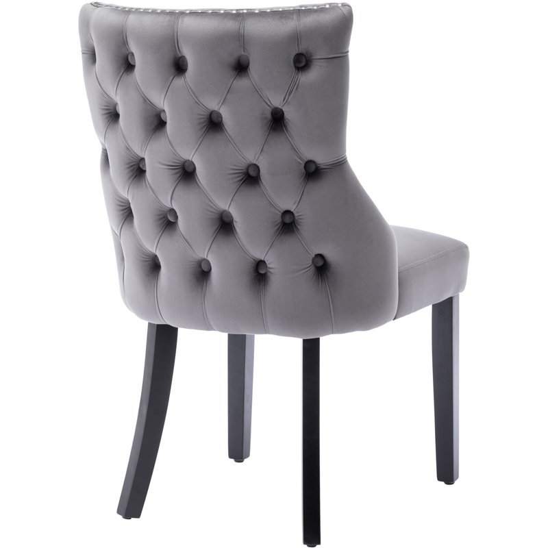 Seaham 37cm H Velvet Upholstered Side Chair, Grey, Black