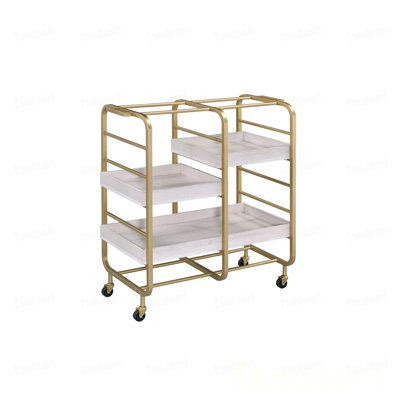 Metal Gold Finish Serving Cart