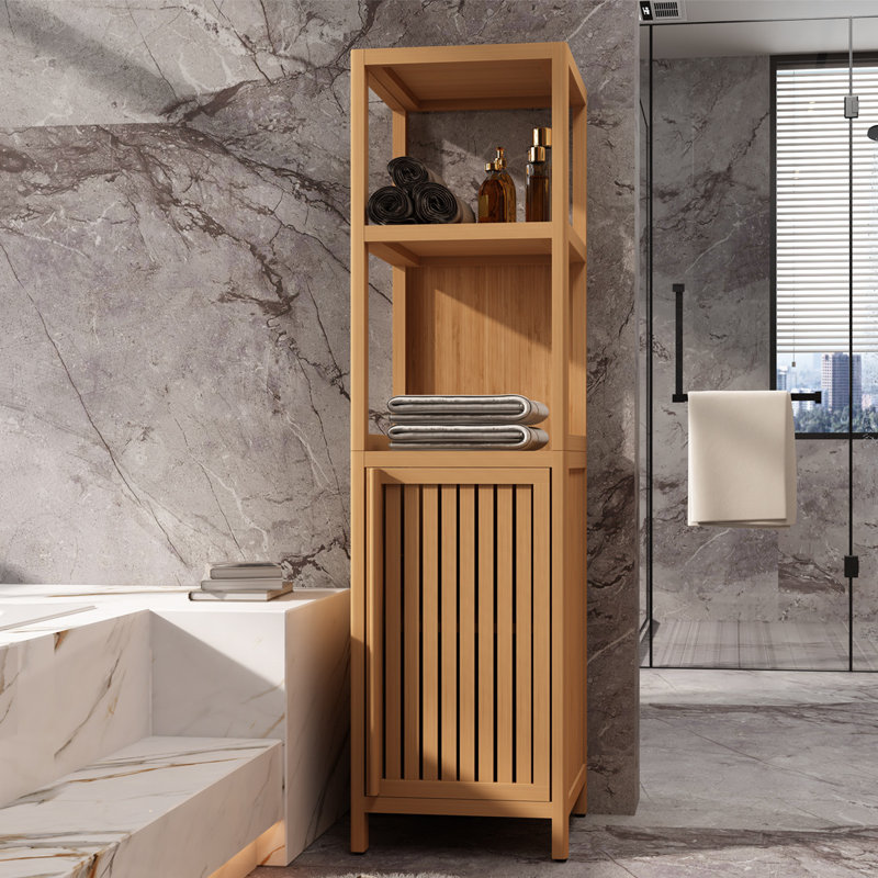 Large Capacity Multifunctional Bamboo Storage Cabinet Furniture For Bathroom And Living Room, Natural