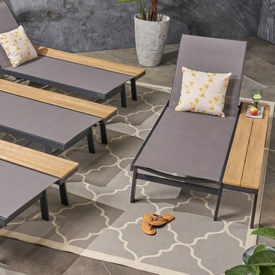 Absinthe Reclining Sun Lounger Set with Table by Union Rustic