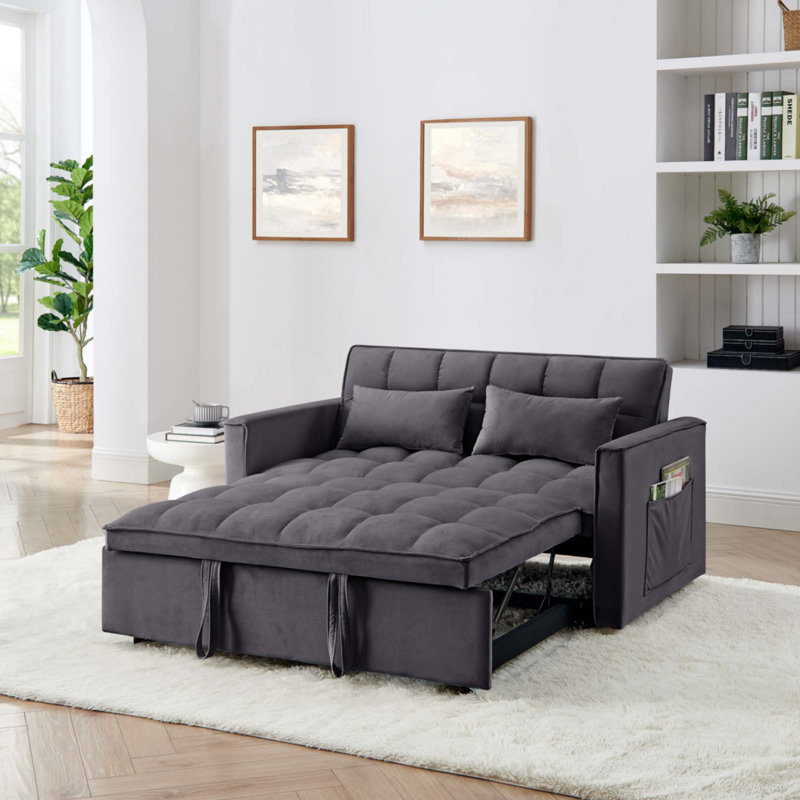 Canapé-lit pliable polyvalent de 54,33 pouces, Gris antique