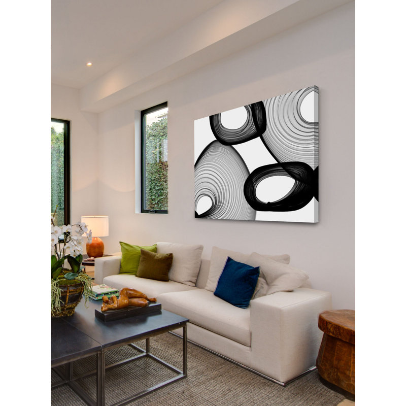 «Abstract Black and White 21-58-07» par Irena Orlov, reproduction d'art sur toile tendue, 40 po x 60 po