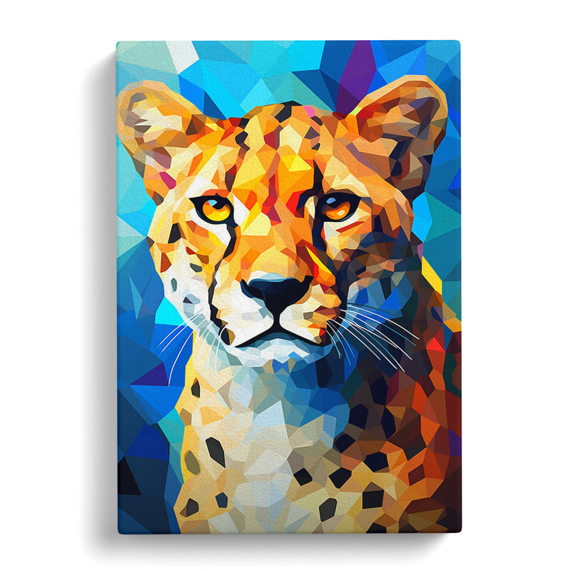 Cheetah Cubism Art No.2 - Wrapped Canvas, 60cm H x 40cm W x 3cm D