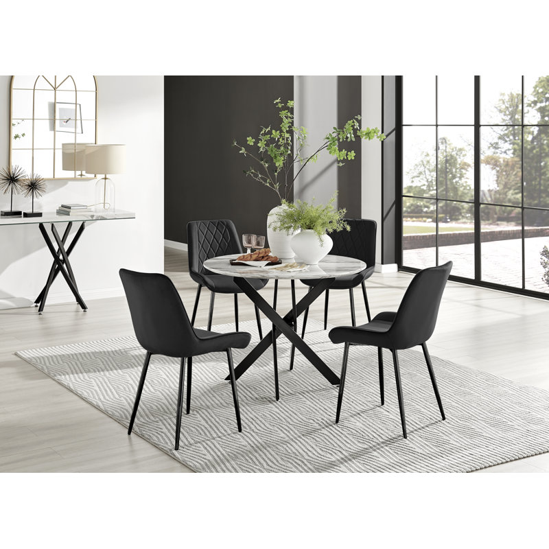 Eubanks 4 - Person Dining Set, Black/Black