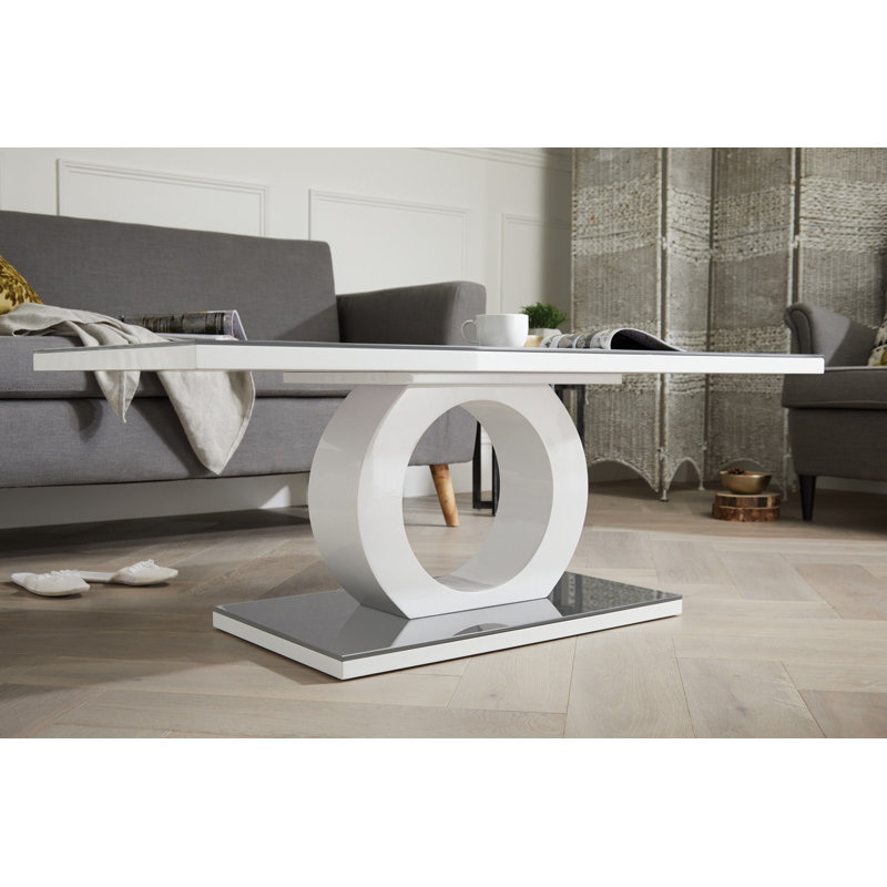 Reculver Unique Halo High Gloss Coffee Table - Modern Design Living Room Table, Grey