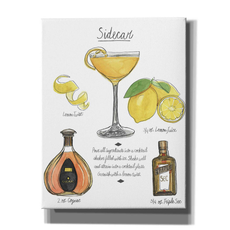 «Classic Cocktail-Sidecar» par Naomi McCavitt, art mural sur toile, H 34 po x l 26 po x P 1,5 po