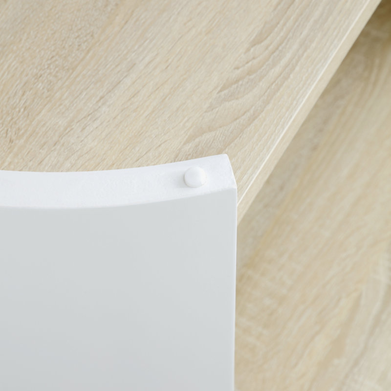 Table de bout, petite table d'appoint, table de chevet avec tablettes de rangement à 2 couches, table de canapé pour petits espaces, salon, chambre à coucher, structure stable, assemblage facile (couleur naturelle et blanc)