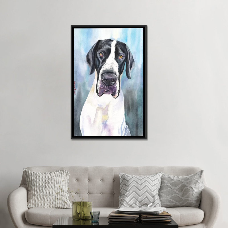 «Great Dane IV», impression sur toile, H 26 po x l 18 po x P 1,5 po, Toile encadrée noire, Pas de tapis