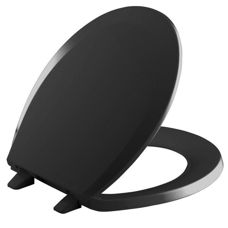 Lustra with Quick-Release Hinges Toilet Seat, Black Black, Round