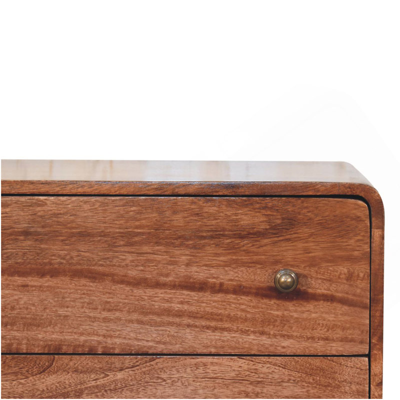 Commode courbée en bois massif et miel et caramel, Marron clair