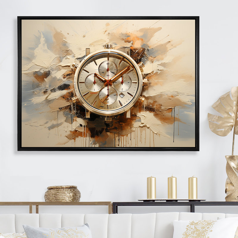 Minimalisme, montre de luxe III sur toile, H 16 po x l 32 po x P 1 po, Cadre flottant noir