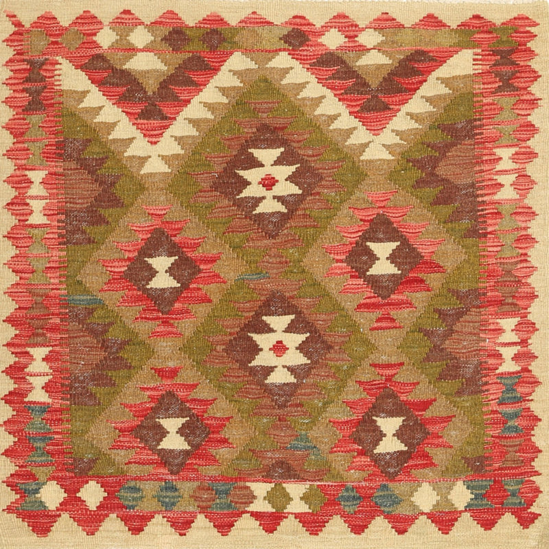 Tapis brun / vert Southwestern, Carré 6 pi