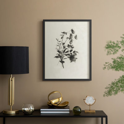 Reproduction florale vintage encadrée «Cccxxxv» - bois massif